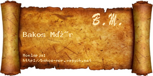 Bakos Mór névjegykártya